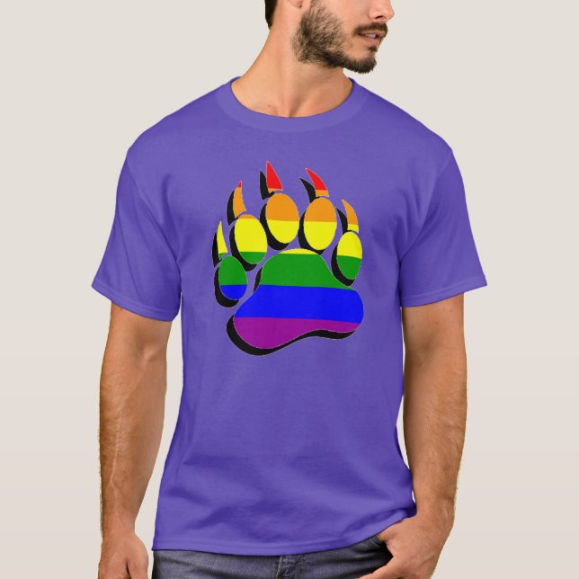 Camiseta Palheta Garganta Do Urso De Gay No Arco-Íris 3D Ef (Frente)