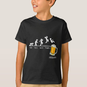 Camiseta Palito Engraçado Pulando Cerveja Dias Da Semana Se