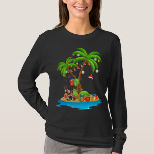 Camiseta Palm de Natal Árvore Tropical Xmas Coconut Luzes P