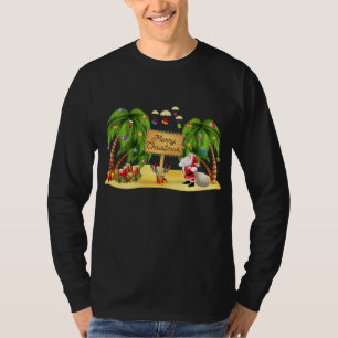Camiseta Palm de Natal Árvore Tropical Xmas Coconut Luzes P