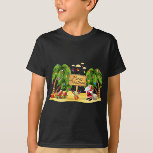 Camiseta Palm de Natal Árvore Tropical Xmas Coconut Luzes P
