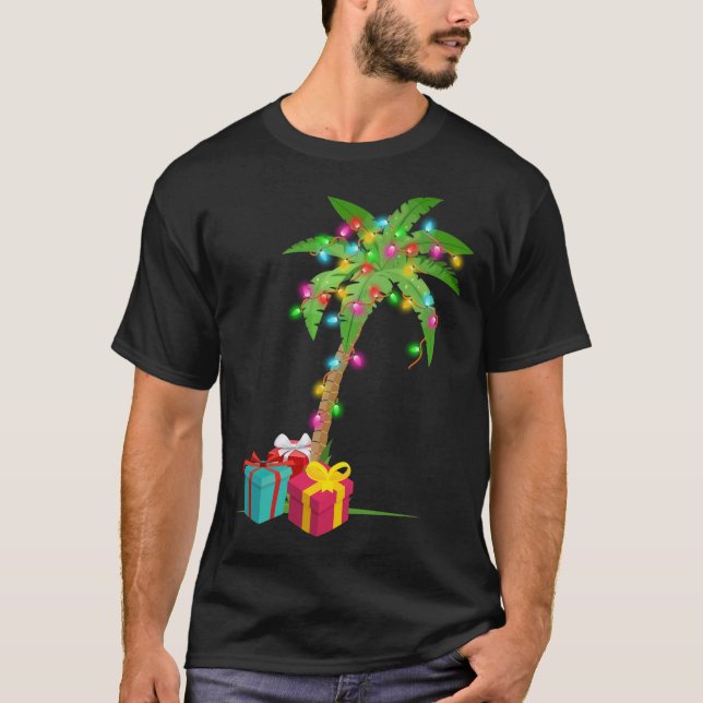 Camiseta Palm De Natal Coconut Lights Beach Hawaii Xm (Frente)