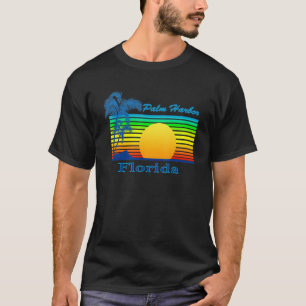Camiseta Palm Harbor Florida Retro Tropical Beach Sunset