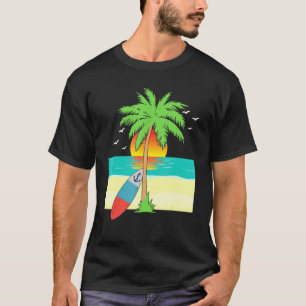 Camiseta Palm Tree Beach Legal Anchor Surfboard Graphic I L