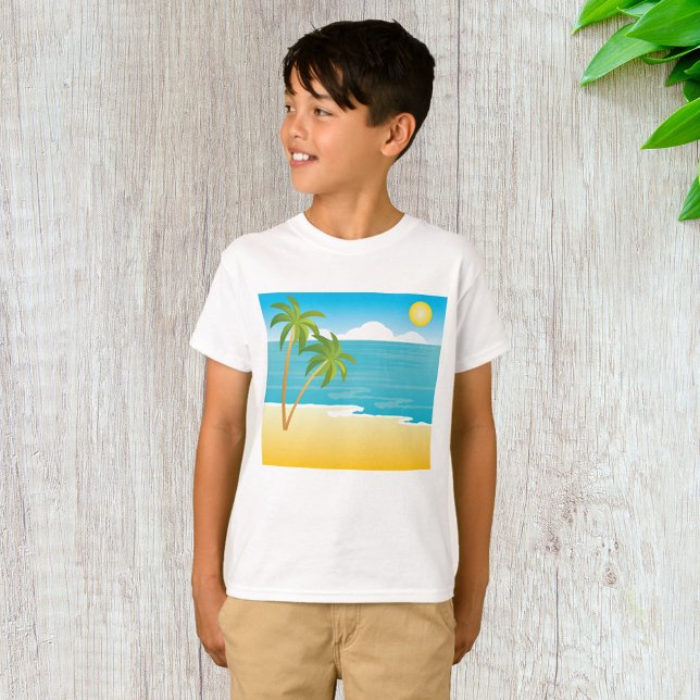 Camiseta Palm Tree Beach Scene (Criador carregado)