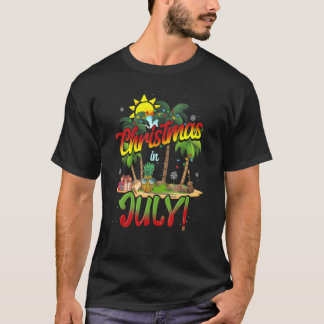 Camiseta Palm Tree Beach Sun Christmas Em Julho De Férias D