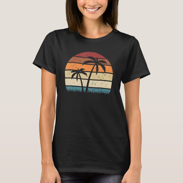 Camiseta Palm Tree Beach Sunset Summer Tropical (Frente)