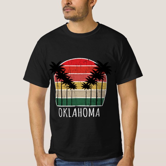 Camiseta Palm Tree Distress Oklahoma - Beach Design (Frente)
