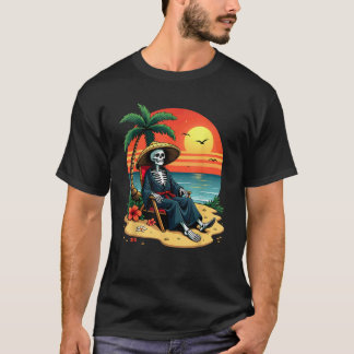 Camiseta Palm Tree Havaiian Skeleton Na Praia Summerwee