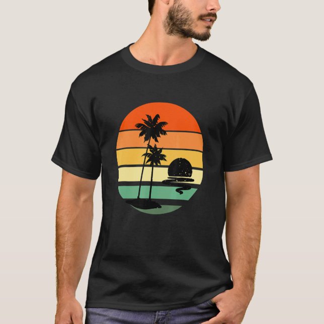 Camiseta Palm Tree Retro Style Tropical Beach (Frente)