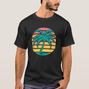 Camiseta Palm Tree Retro Sunset Summer Vintage Tropic