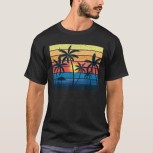 Camiseta Palm Tree Retro Vintage Sunset Tropical Beach Dres