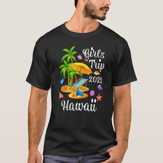 Camiseta Palm Tree Summer Vacation Girls Trip 2022 Hawaii B (Frente)