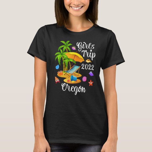Camiseta Palm Tree Summer Vacation Girls Trip 2022 Oregon B (Frente)