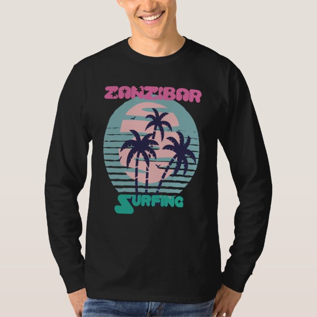 Camiseta Palm tree Surfing Zanzibar Beach Vacation Island S (Frente)