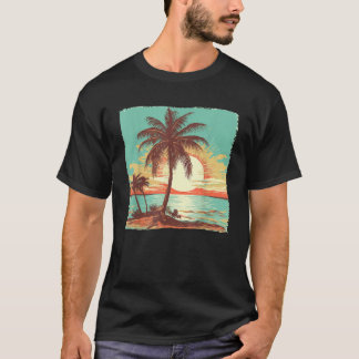 Camiseta Palm Tree Tropical Beach Vintage Estilo retral 70s
