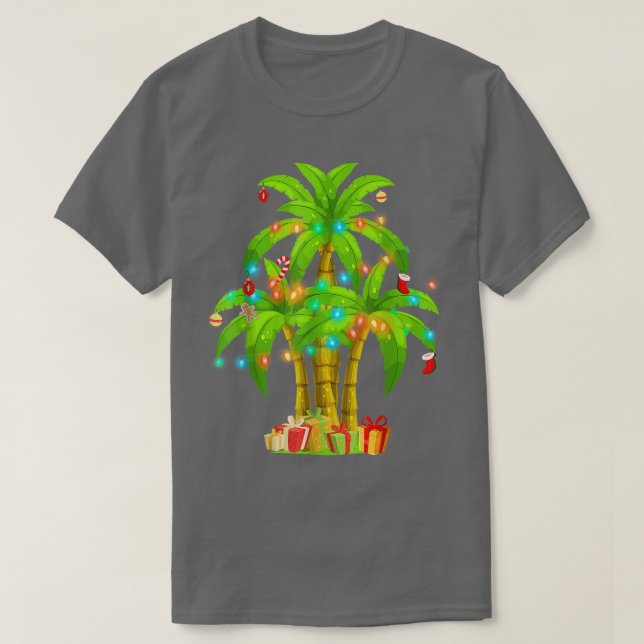 Camiseta Palm Tree Tropical Coconut De Natal Leve Tree Ha (Frente do Design)