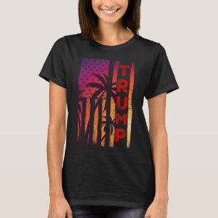 Camiseta Palm Tree Vintage Afetou Bandeira Americana Em Sun