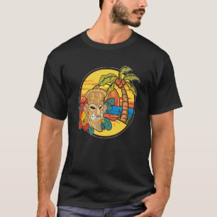 Camiseta Palm Trees Havaianos Máscara Totem Luau Partido Su