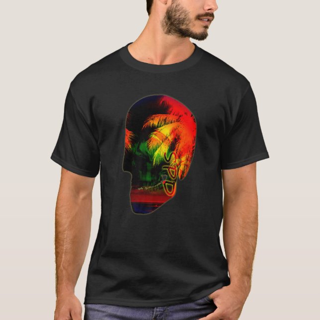 Camiseta Palm Trees Noturnas, Crânio Oceânico (Frente)
