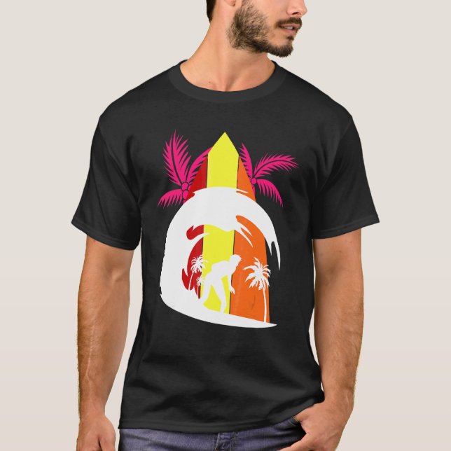 Camiseta Palm Trees Oceanas Surfboard Surfboard Surf Ondas  (Frente)