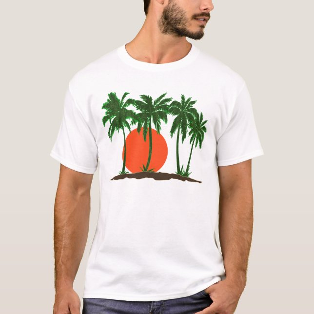 Camiseta Palm Trees Sunset Sun Surf Beach (Frente)