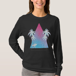 Camiseta Palm Trees Surfer Vaporwave 80s Surfboard Ocean Su