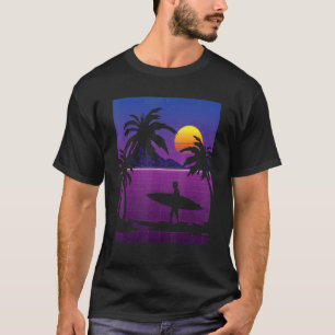 Camiseta Palm Trees Vaporwave Surfer Synthwave Surfi Sunset