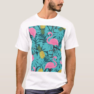 Camiseta Palma de Flamingos Rosa: Havaí exótico