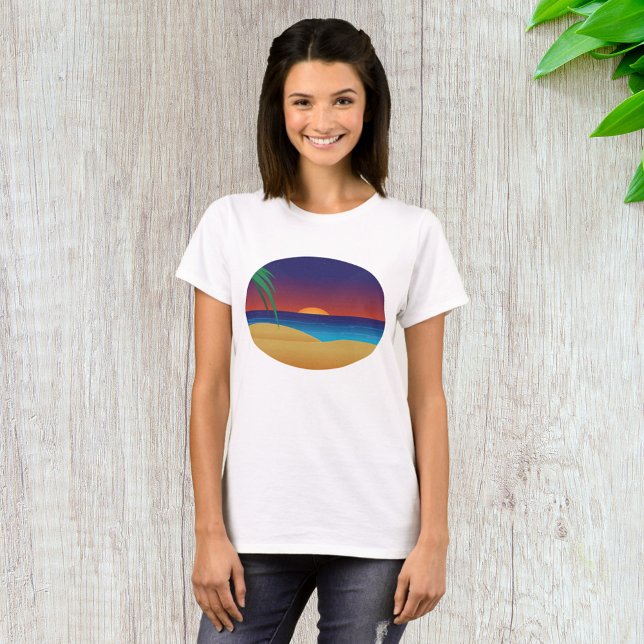 Camiseta Palma de praia solar tropical deixa ondas oceânica (Criador carregado)