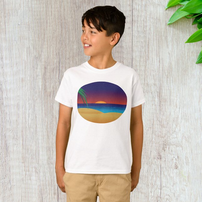 Camiseta Palma de praia solar tropical deixa ondas oceânica (Criador carregado)