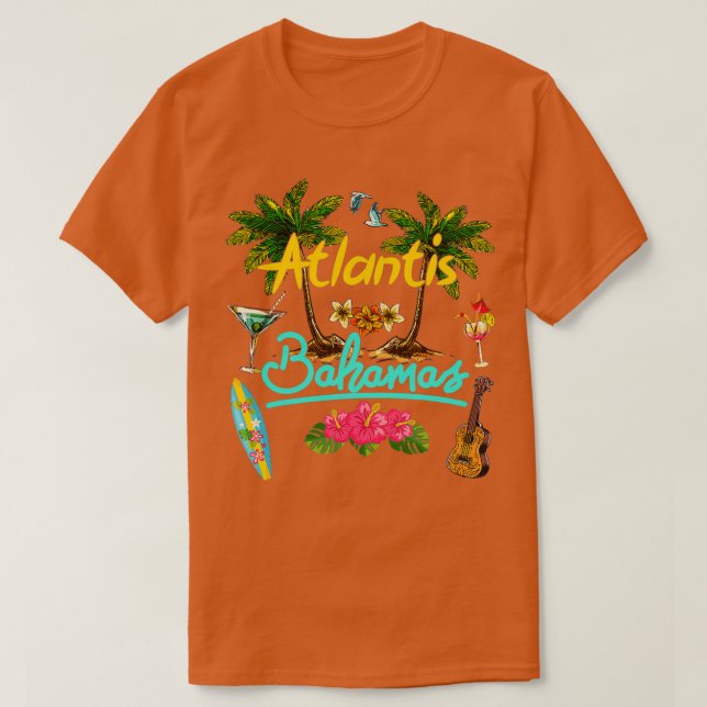 Camiseta Palma de Verão da praia de Atlantis Bahamas (Frente do Design)