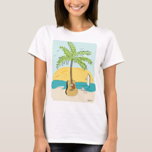 Camiseta Palma de violão no Sunset na praia