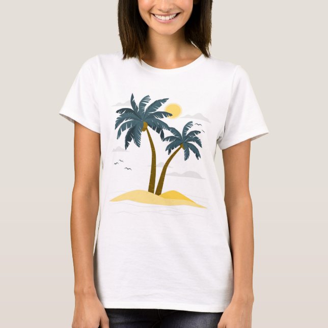 Camiseta Palma Tropical de Férias de Praia Cuta (Frente)