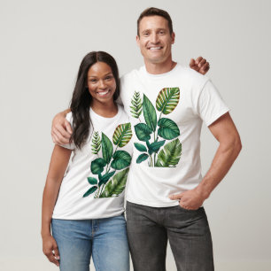 Camiseta Palma verde e lacrimal Monstera Folgas Tropicais