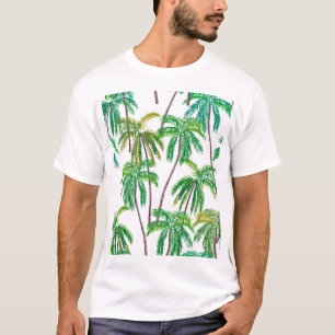 Camiseta Palmas acrílicas: Textura têxtil de verão.