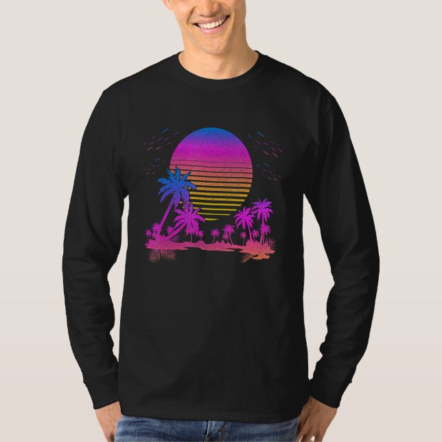 Camiseta Palmas de Arte Vaporwave dos anos 90 Retro dos ano (Frente)