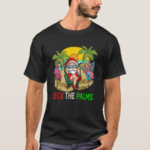 Camiseta Palmas Papais noeis Óculos De Sol Cantando Flaming
