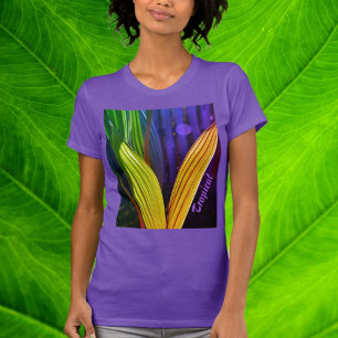 Camiseta Palmas Tropicais Brilhantes Cor Múltipla
