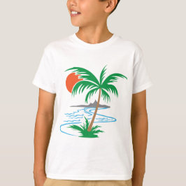 Camiseta Palmeira à Beira do Rio | Arte de Pôr do Sol Tropi