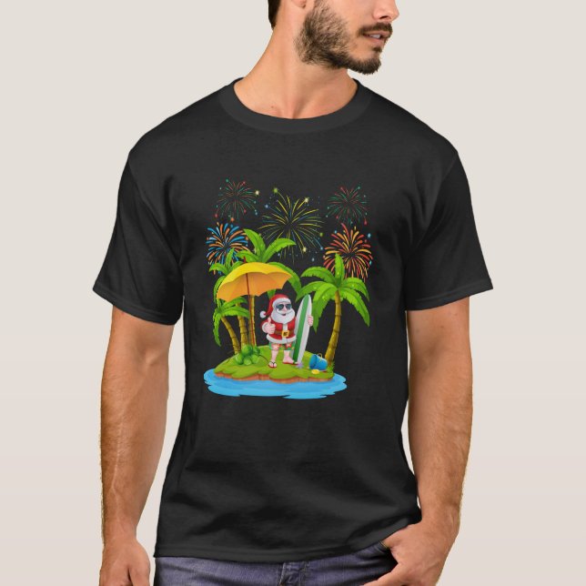 Camiseta Palmeira de Natal - Luzes tropicais de Natal (Frente)