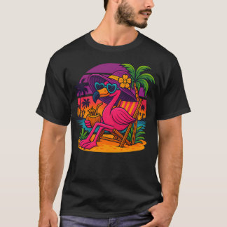 Camiseta Palmeira de Praia Verão Pôr do Sol Férias Engraçad
