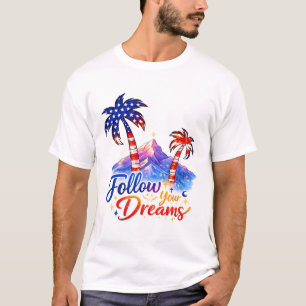 Camiseta Palmeira Patriótica Gráfica Siga Seus Sonhos Homen