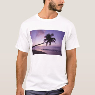 Camiseta Palmeira solitária ao pôr do sol, praia de Coconut