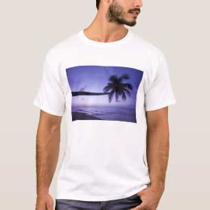 Camiseta Palmeira solitária ao pôr do sol, praia de Coconut