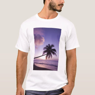 Camiseta Palmeira solitária ao pôr do sol, praia de Coconut