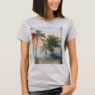 Camiseta Palmeira Tropical, Praia Pôr do Sol de Verão,