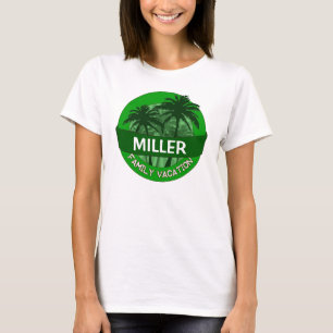 Camiseta Palmeira verde, férias familiares personalizáveis