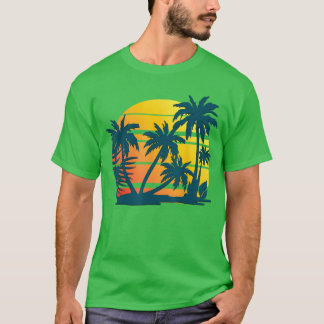 Camiseta Palmeiras de coco Férias de Verão Praia Tropical