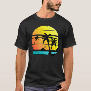 Camiseta Palmeiras de coco sunset Vibes Summer Retro Tropi
